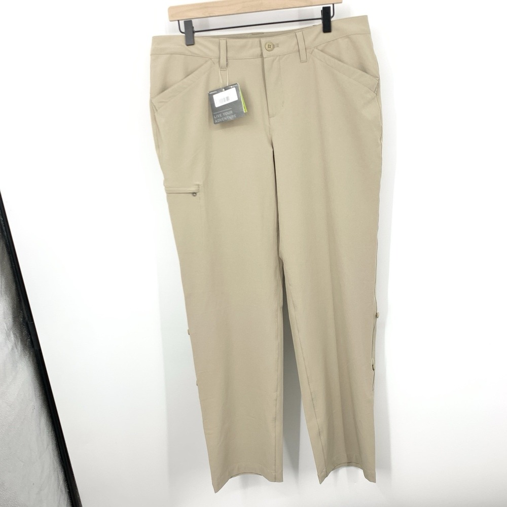 Eddie‎ Bauer Women Size 12 Large Pants Khaki Brown Straight Roll Up Capri Hike